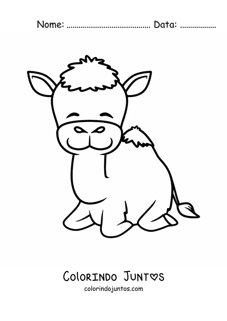 Desenho para colorir de dromedário animado feliz