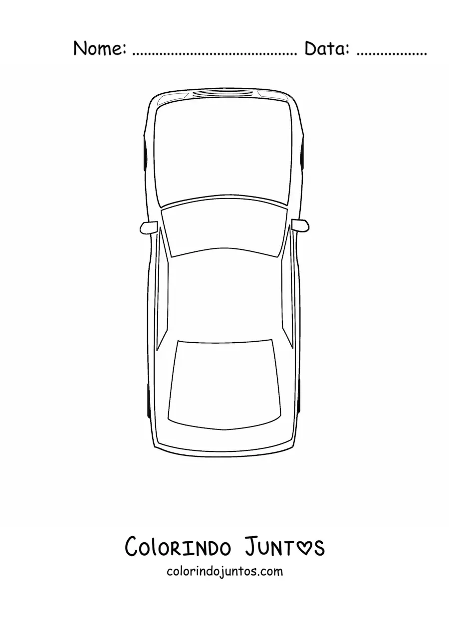 Desenho para colorir de um carro visto de cima