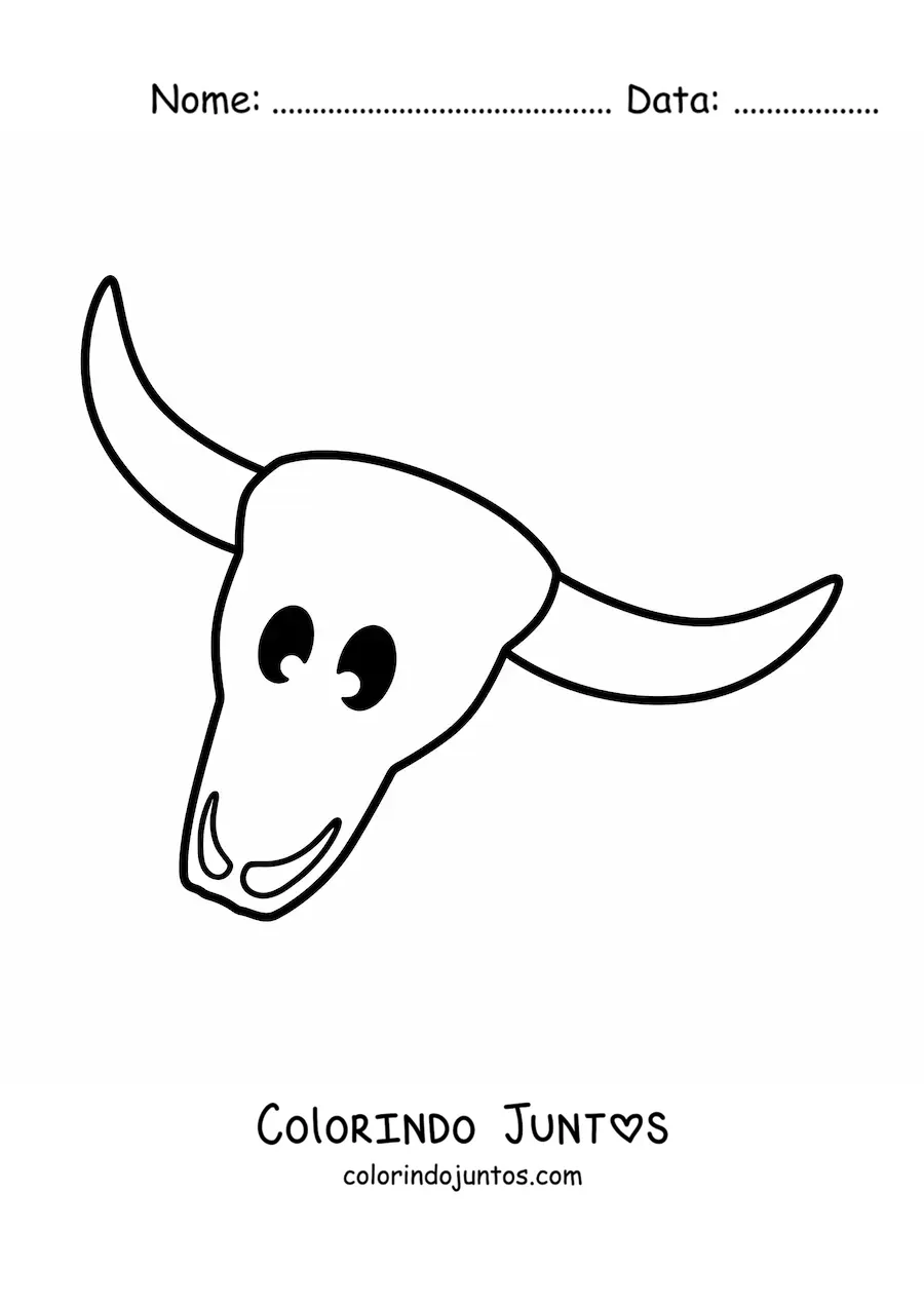 Desenho para colorir de crânio de touro do deserto