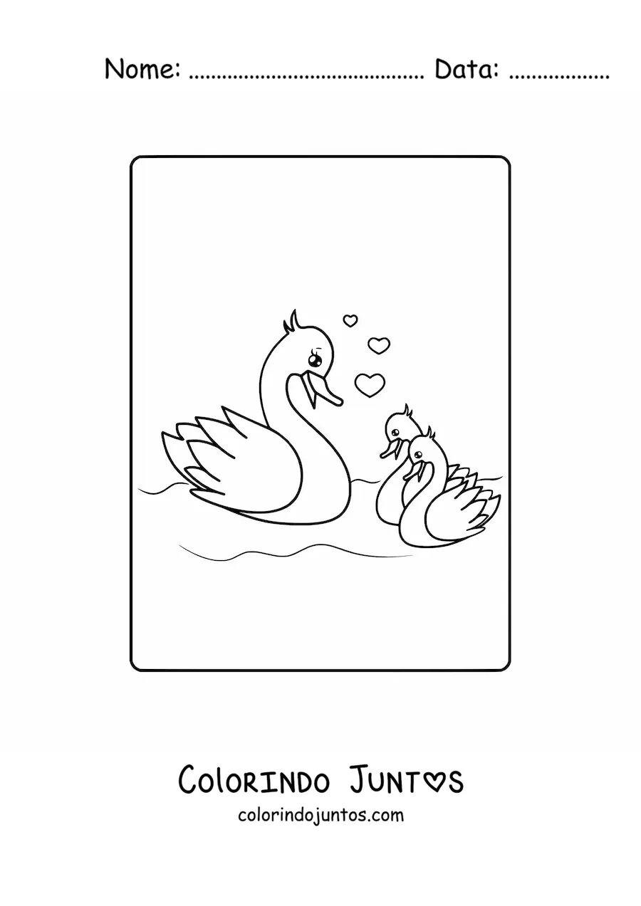 Desenho para colorir de mamãe pata com os patinhos