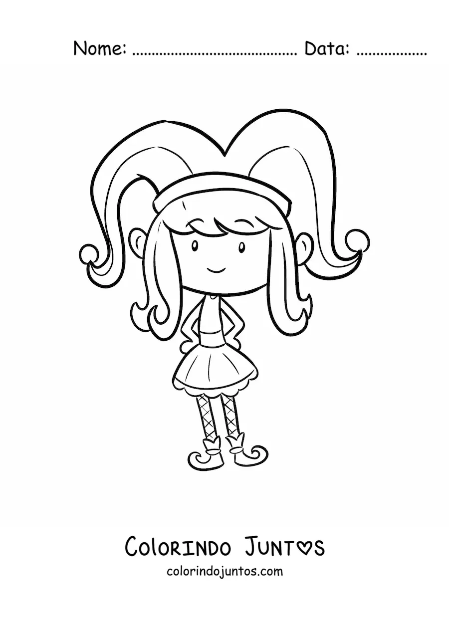Desenho para colorir de menina com chapéu de Carnaval