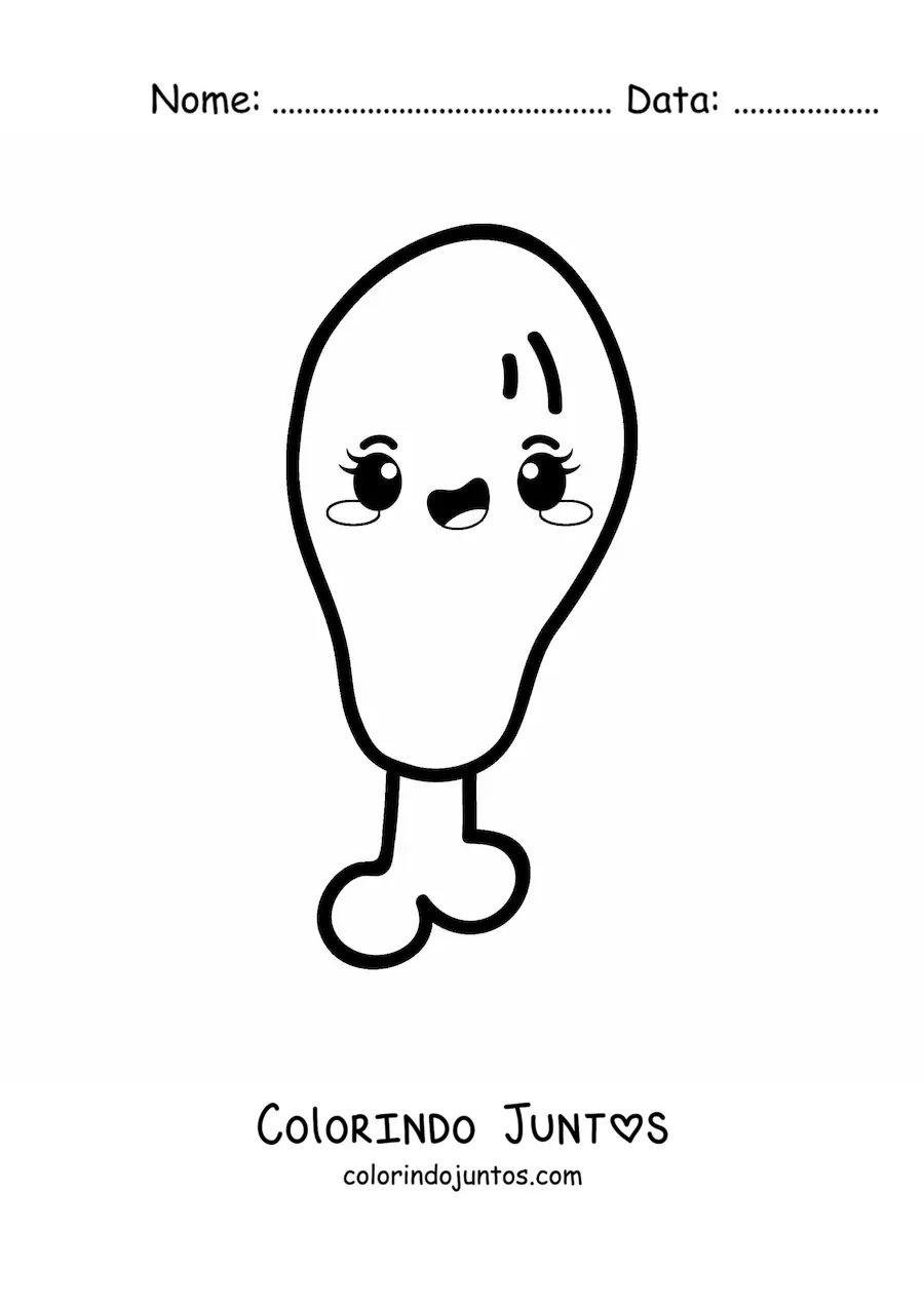 Desenho para colorir de frango frito kawaii fofo