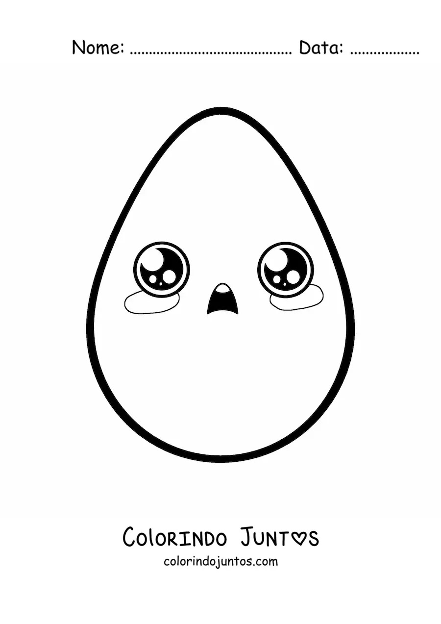 Desenho para colorir de ovo kawaii fofo fácil