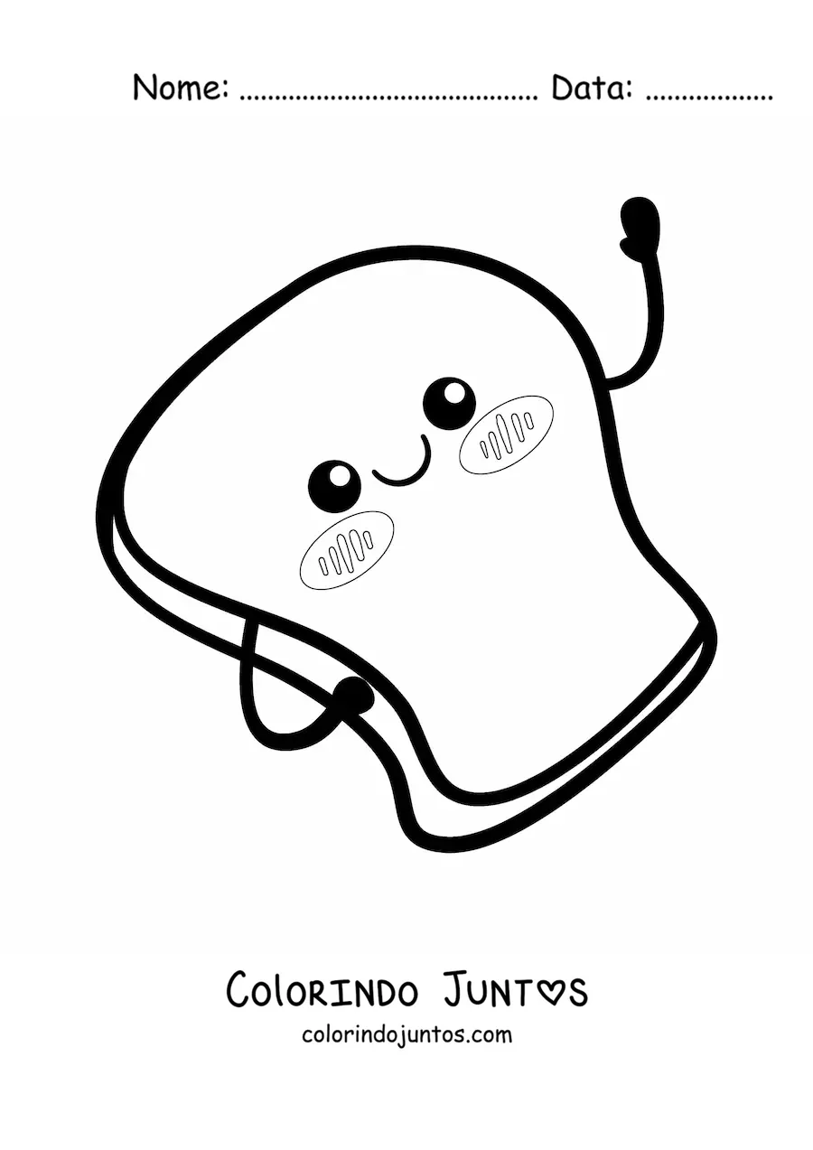 Desenho para colorir de torrada kawaii fofa