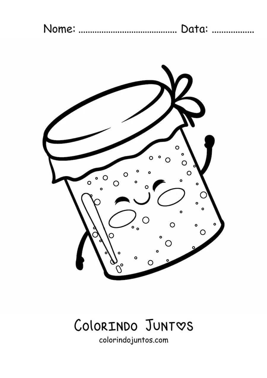 Desenho para colorir de pote grande de geleia kawaii fofo