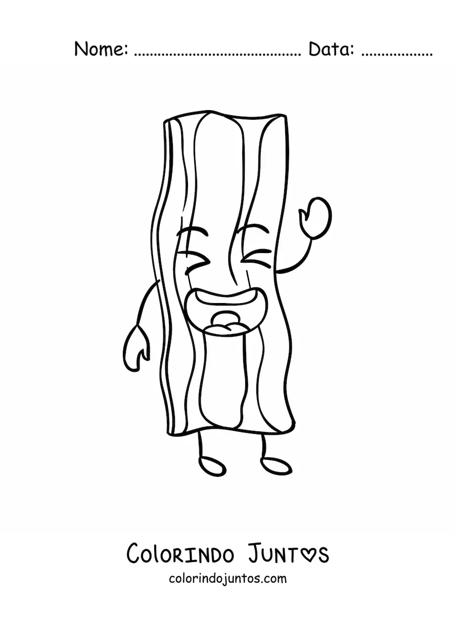 Desenho para colorir de bacon frito kawaii fofo