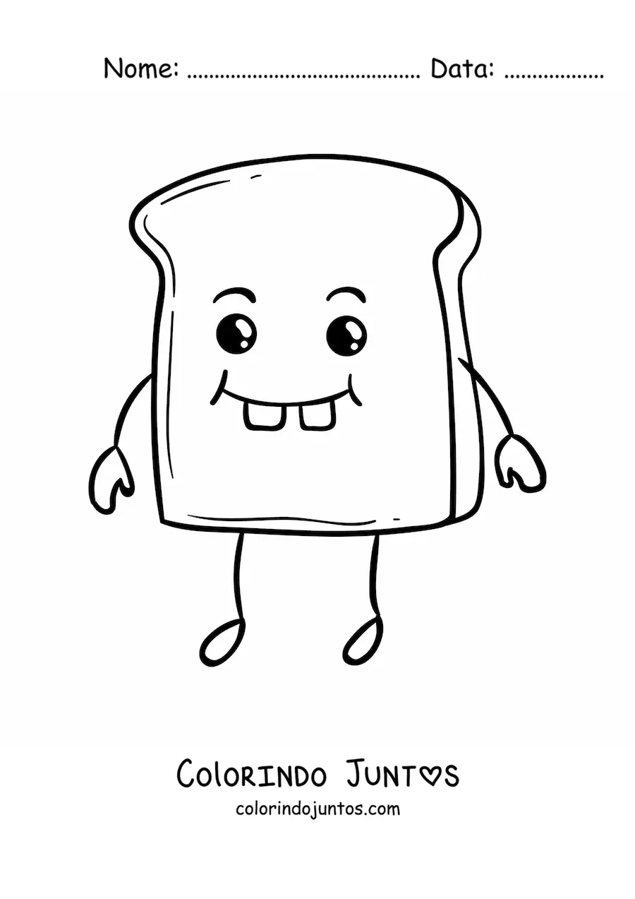 Desenho para colorir de torrada kawaii fofa fácil