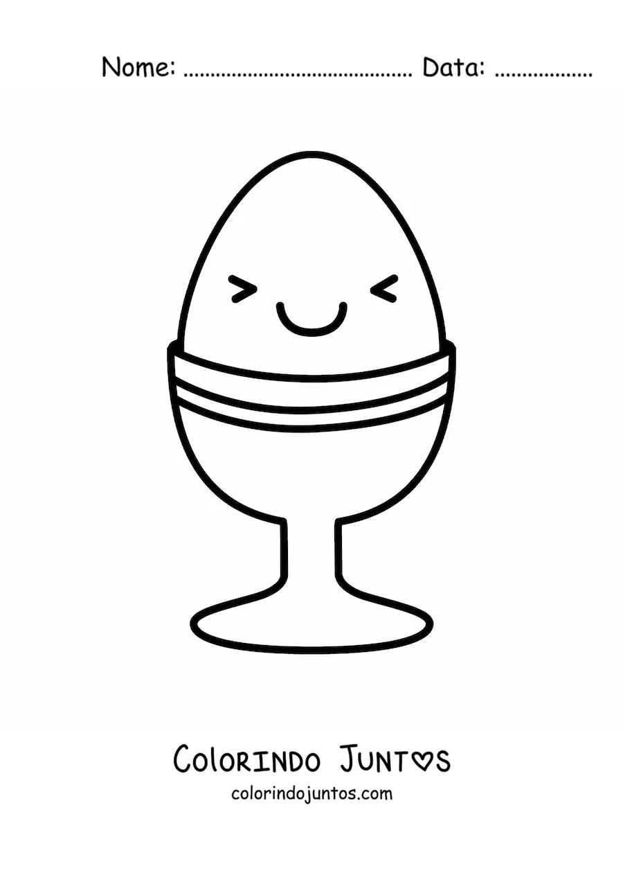 Desenho para colorir de ovo kawaii fofo grande