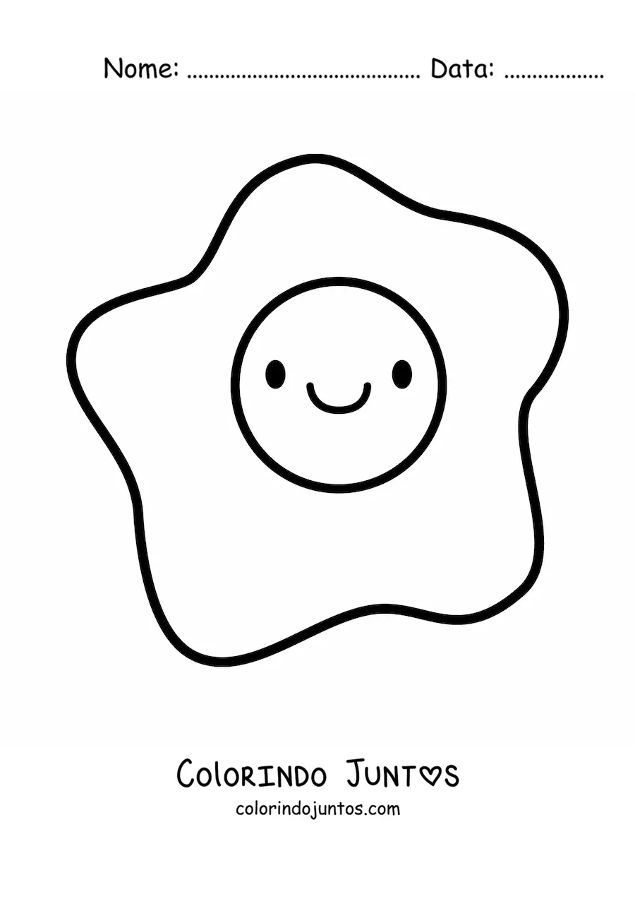 Desenho para colorir de ovo frito kawaii fofo grande