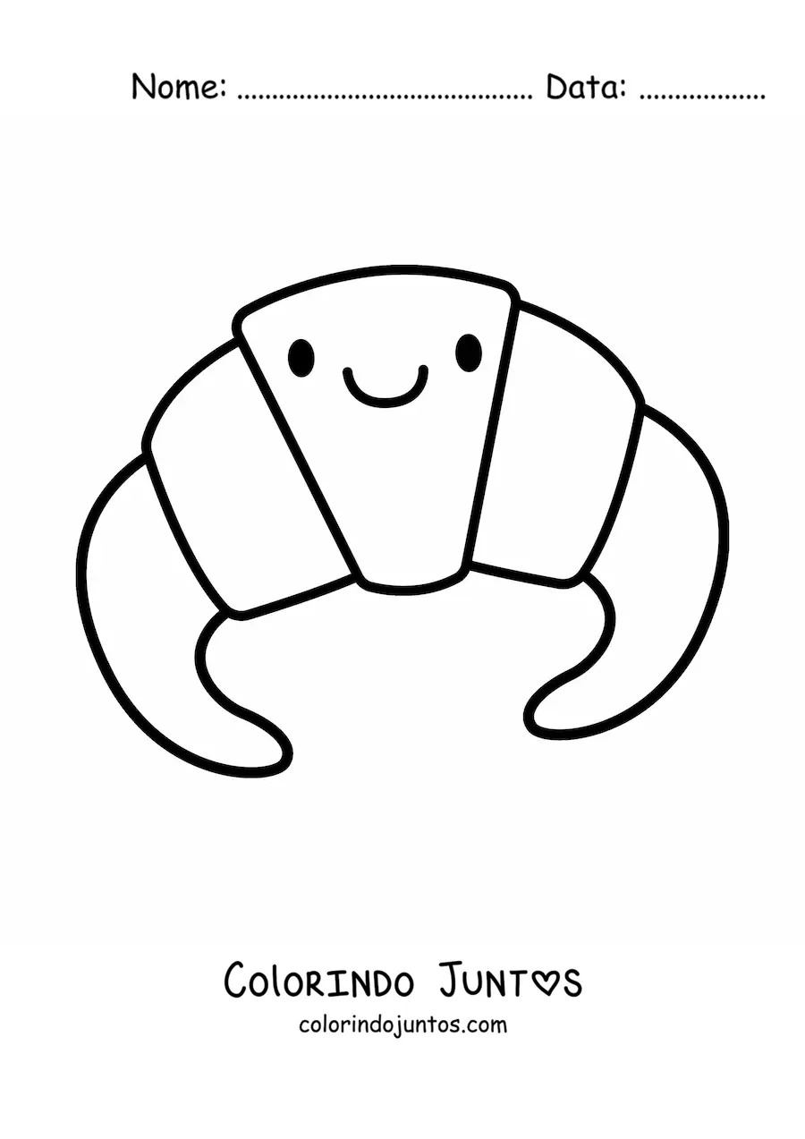 Desenho para colorir de croissant kawaii fofo grande
