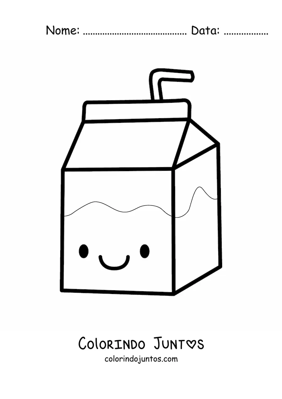 Desenho para colorir de caixa de leite kawaii fofa grande