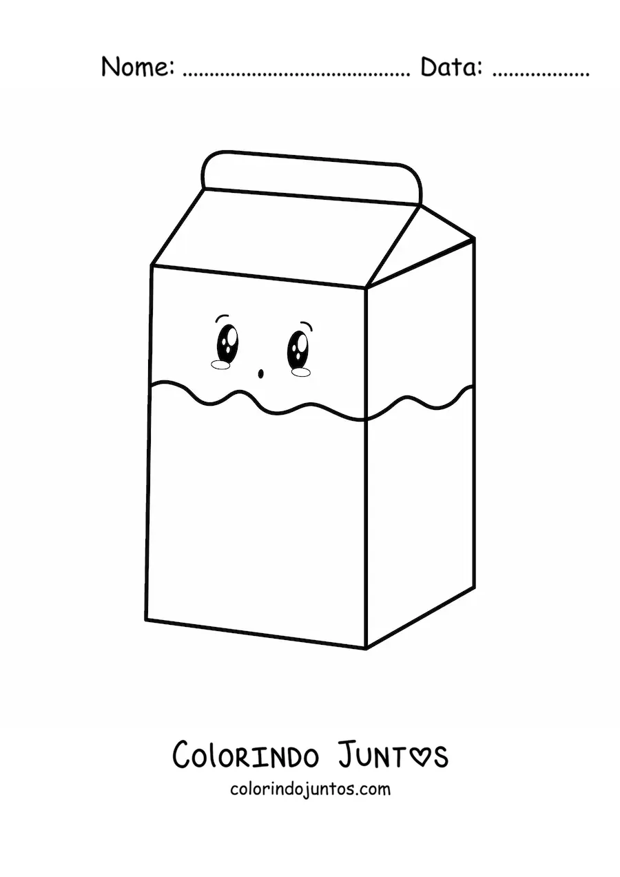 Desenho para colorir de caixa de leite kawaii fofa fácil