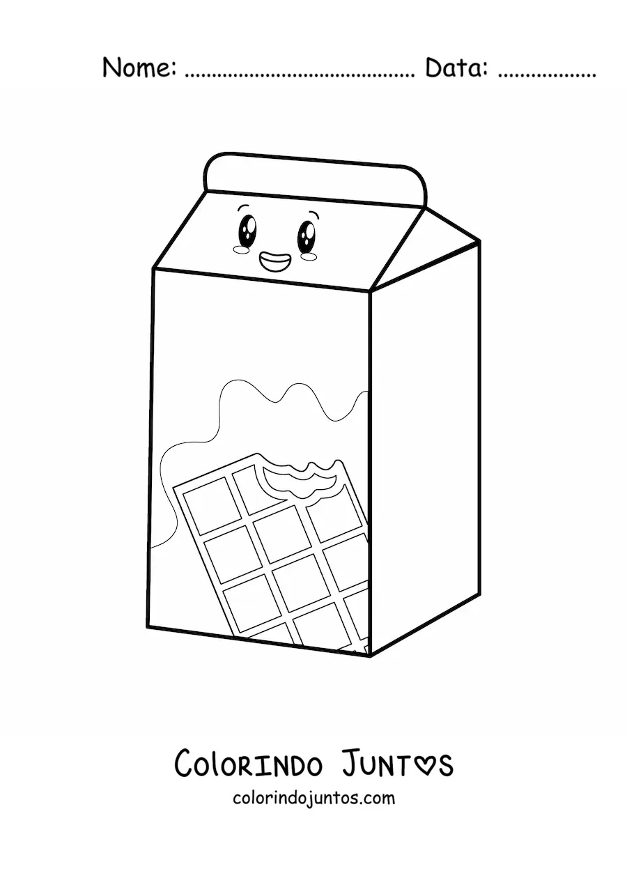 Desenho para colorir de leite com chocolate kawaii fofo