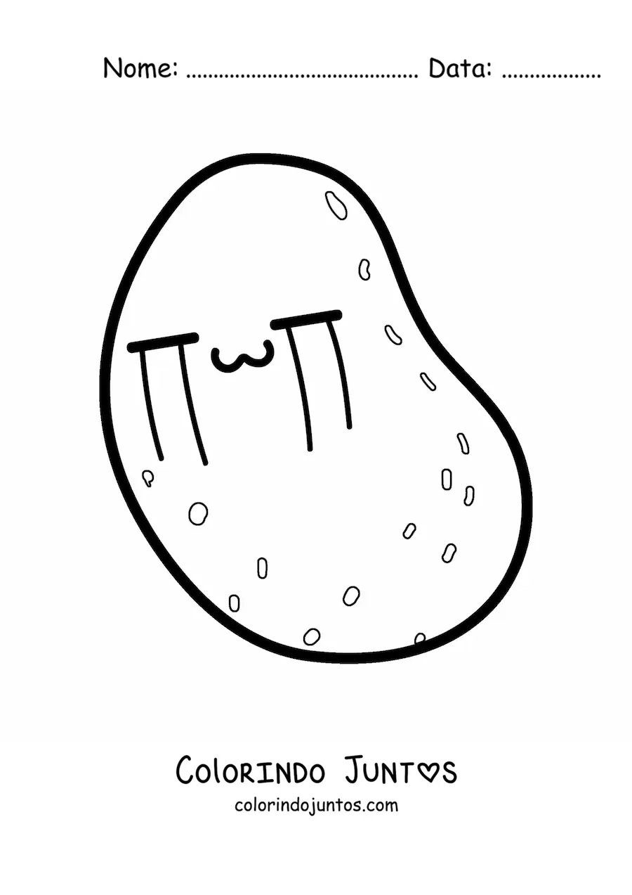 Desenho para colorir de batata kawaii fofa animada chorando