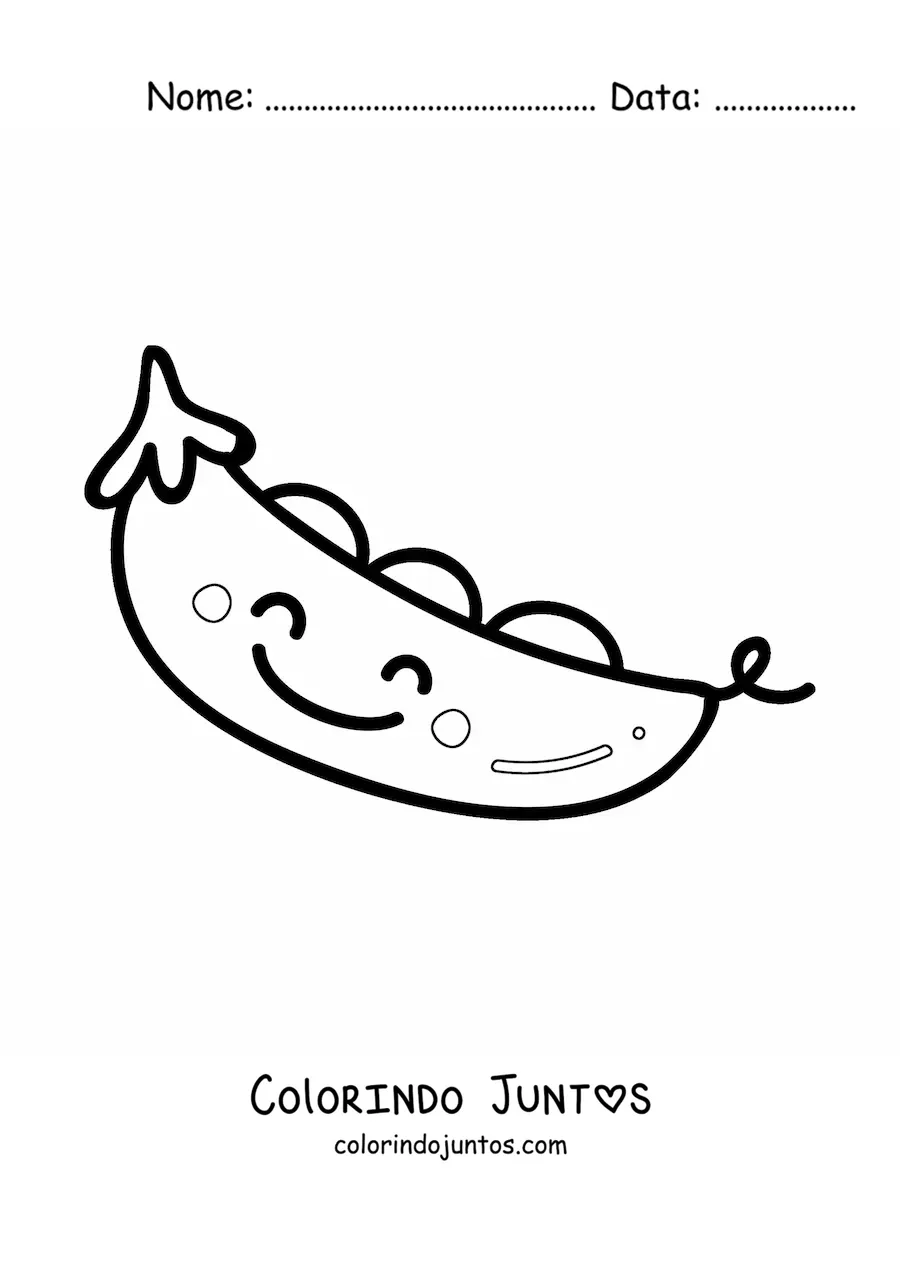 Desenho para colorir de ervilhas kawaii fofas animadas grandes
