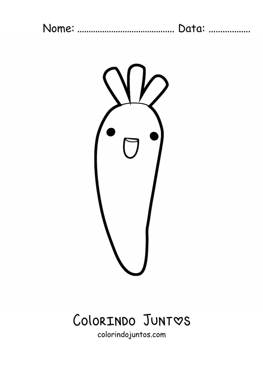 Desenho para colorir de cenoura saudável kawaii fofa animada grande