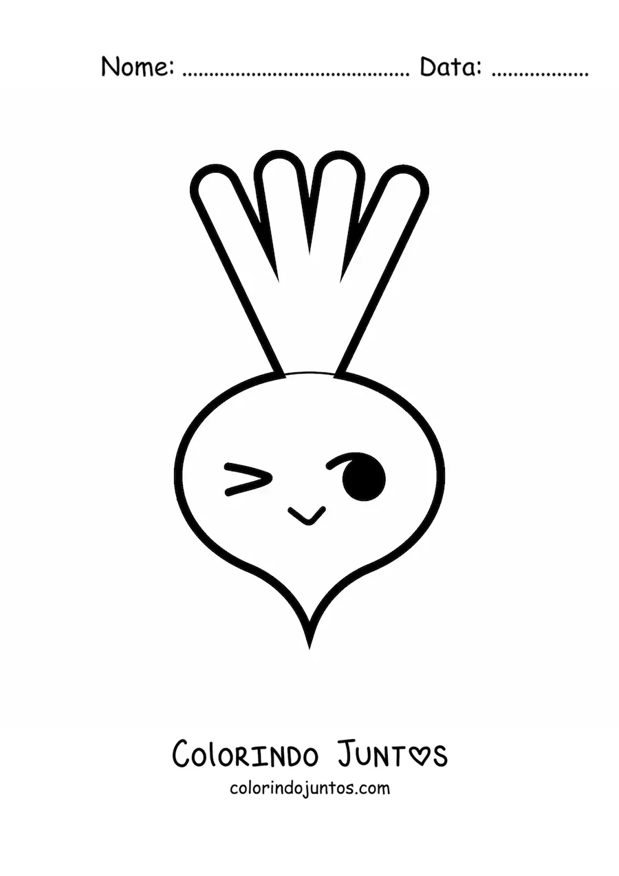 Desenho para colorir de rabanete kawaii fofo animado grande