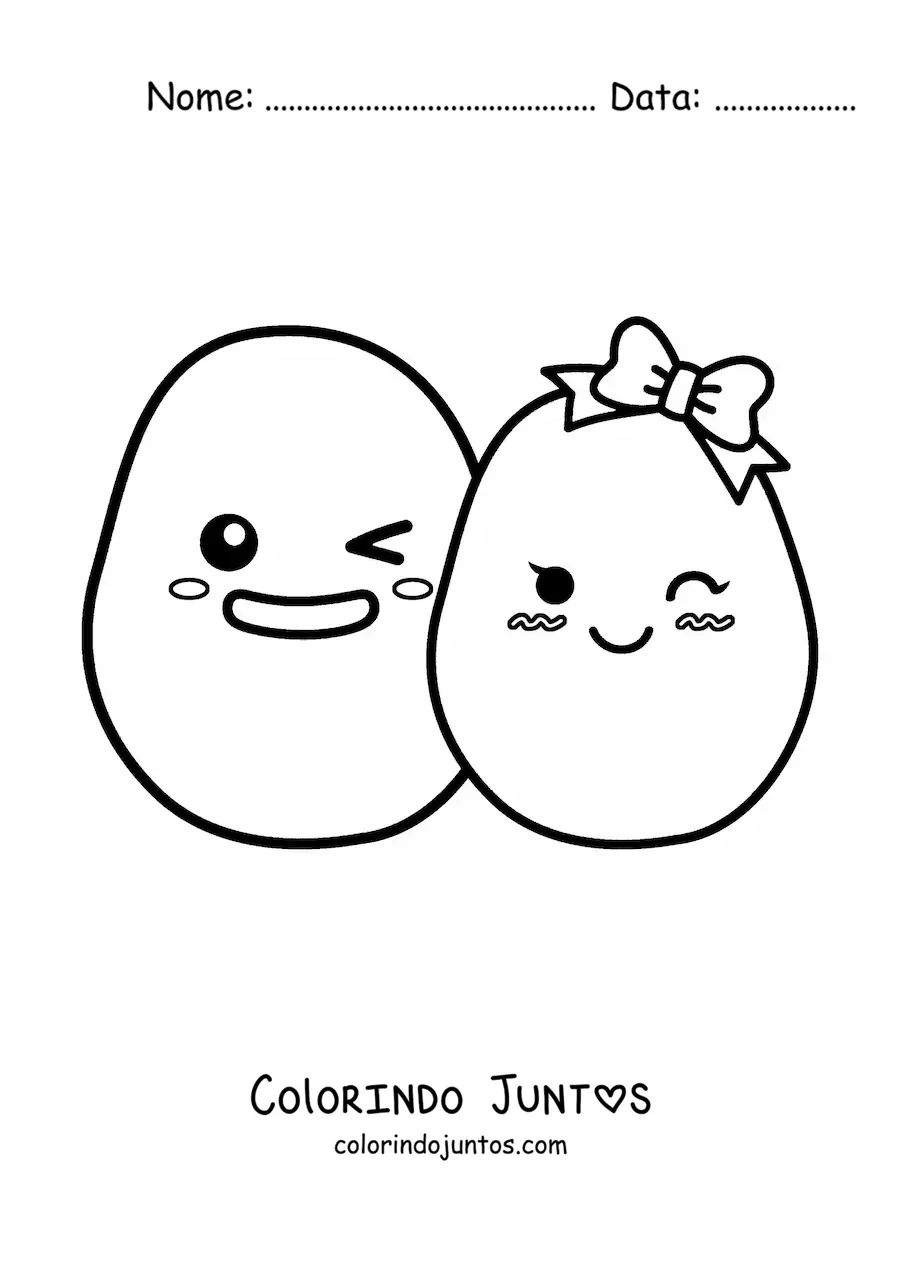 Desenho para colorir de casal de batatas kawaii