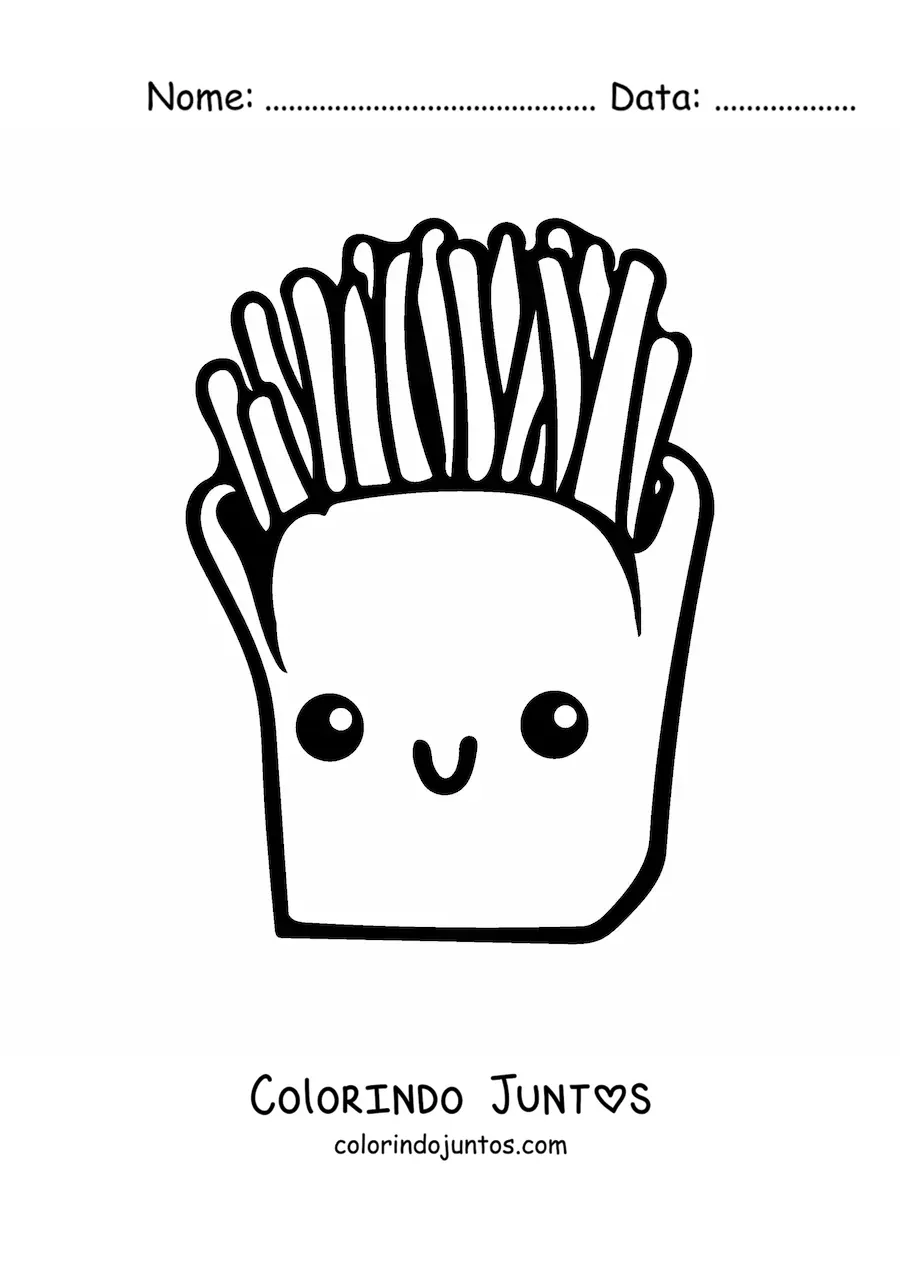 Desenho para colorir de batatas fritas kawaii