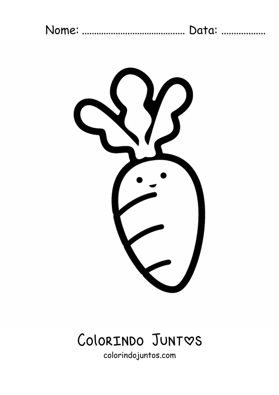 Desenho para colorir de cenoura kawaii