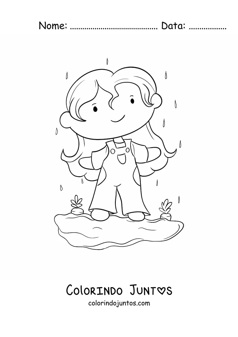 Desenho para colorir de menina com horta de cenouras