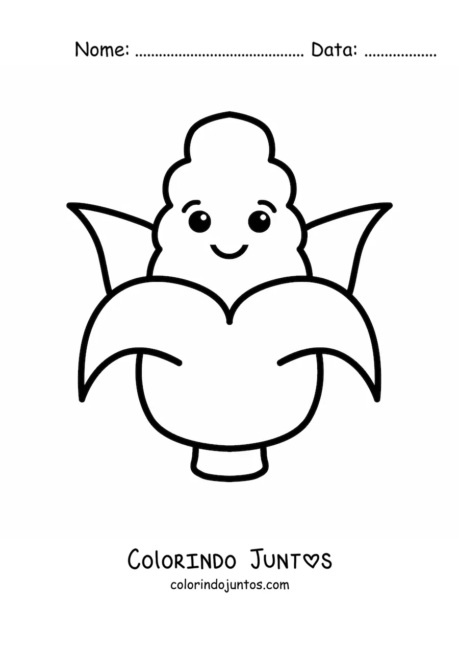 Desenho para colorir de espiga de milho animada