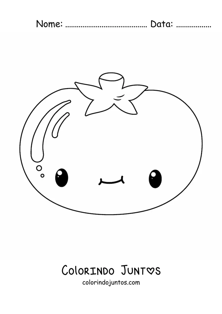 Desenho para colorir de tomate kawaii