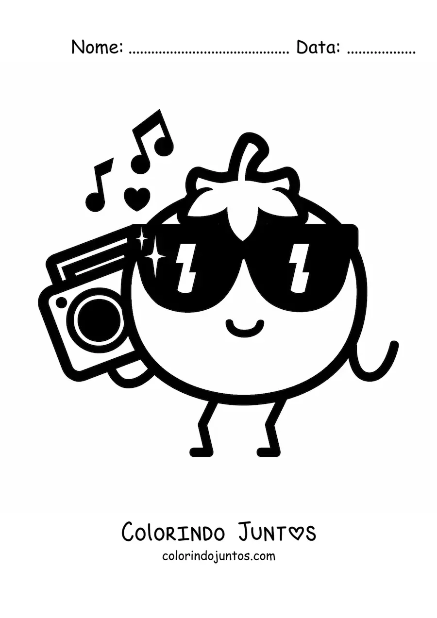 Desenho para colorir de tomate animado com óculos