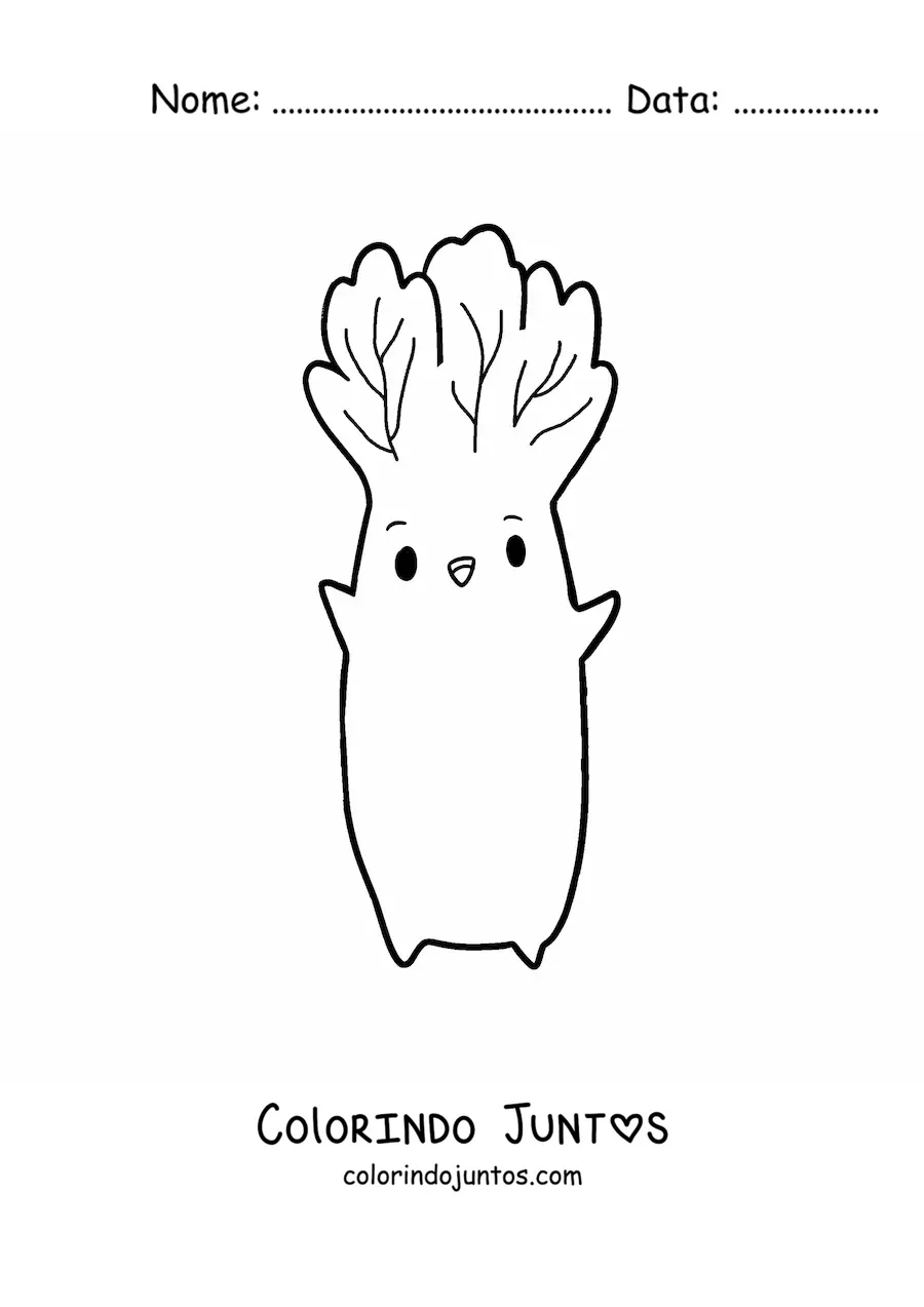 Desenho para colorir de alface kawaii