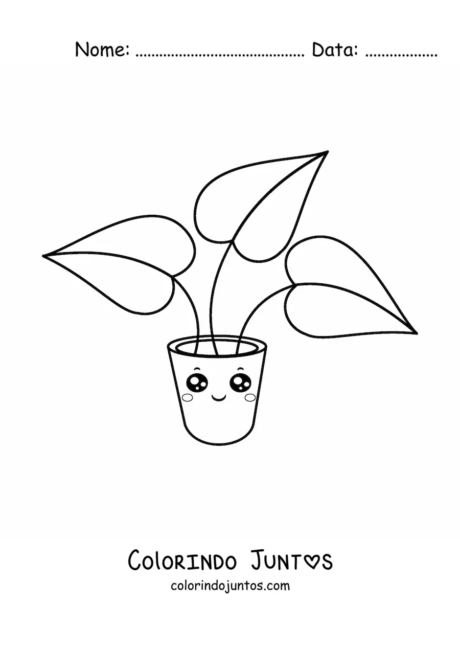 Desenho para colorir de planta bonita em um vaso animado