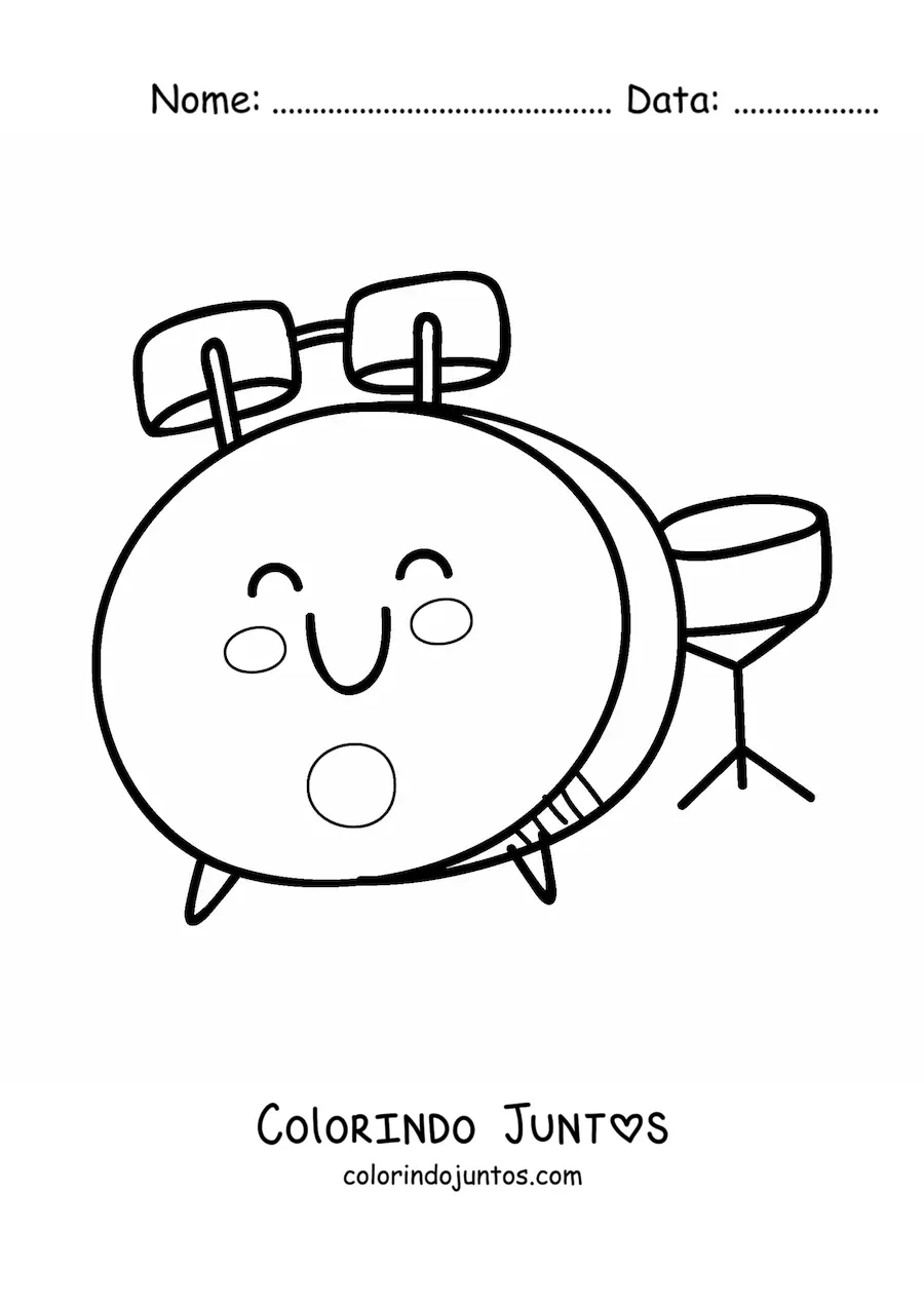 Desenho para colorir de bateria kawaii fácil