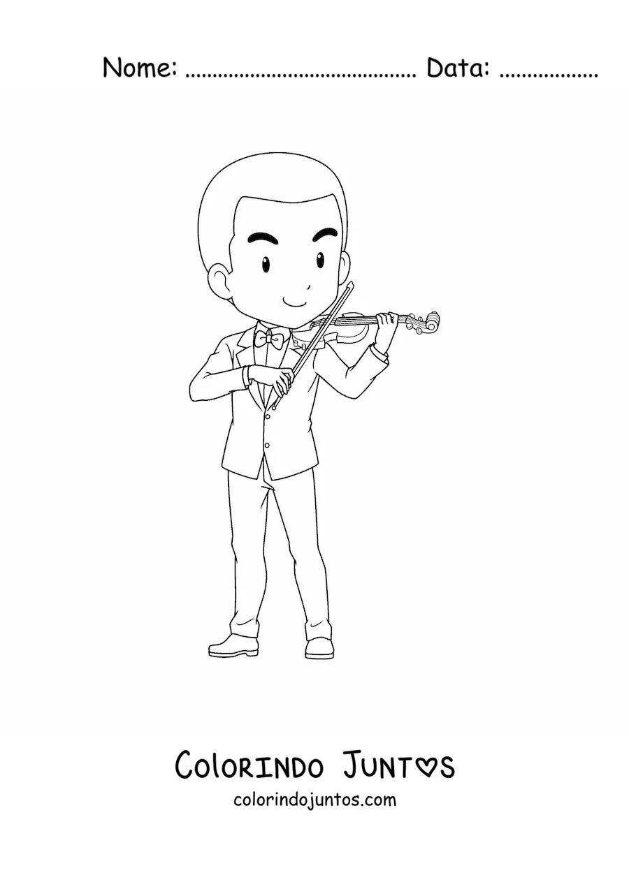 Desenho para colorir de menino violinista
