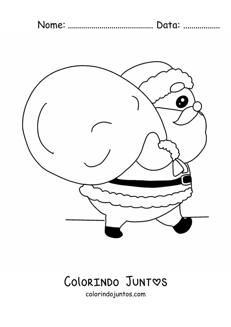 Desenho para colorir de Papai Noel com presentes