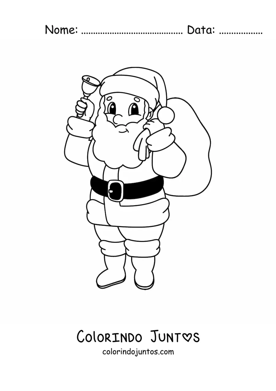Desenho para colorir de Papai Noel kawaii com presentes
