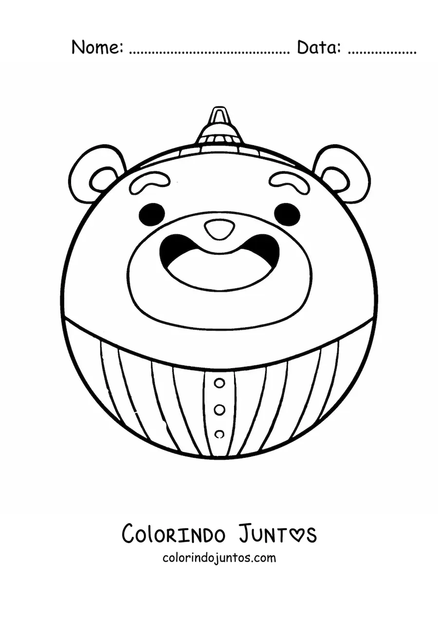 Desenho para colorir de bola de Natal kawaii de urso