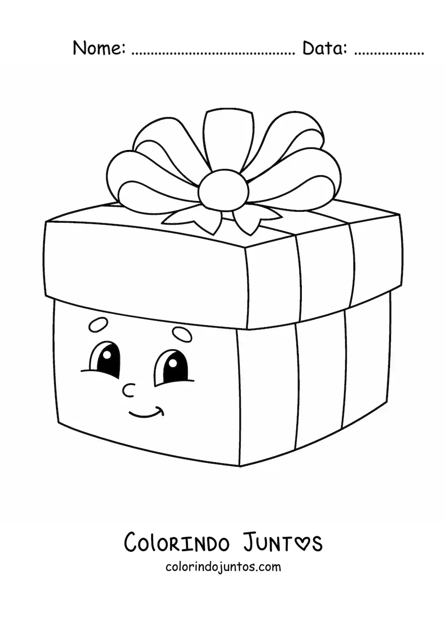 Desenho para colorir de presente de Natal animado