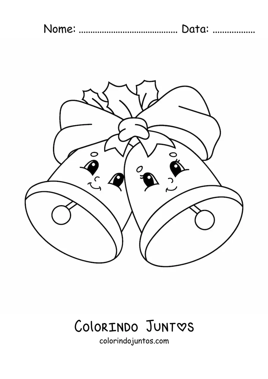 Desenho para colorir de sinos de Natal animados