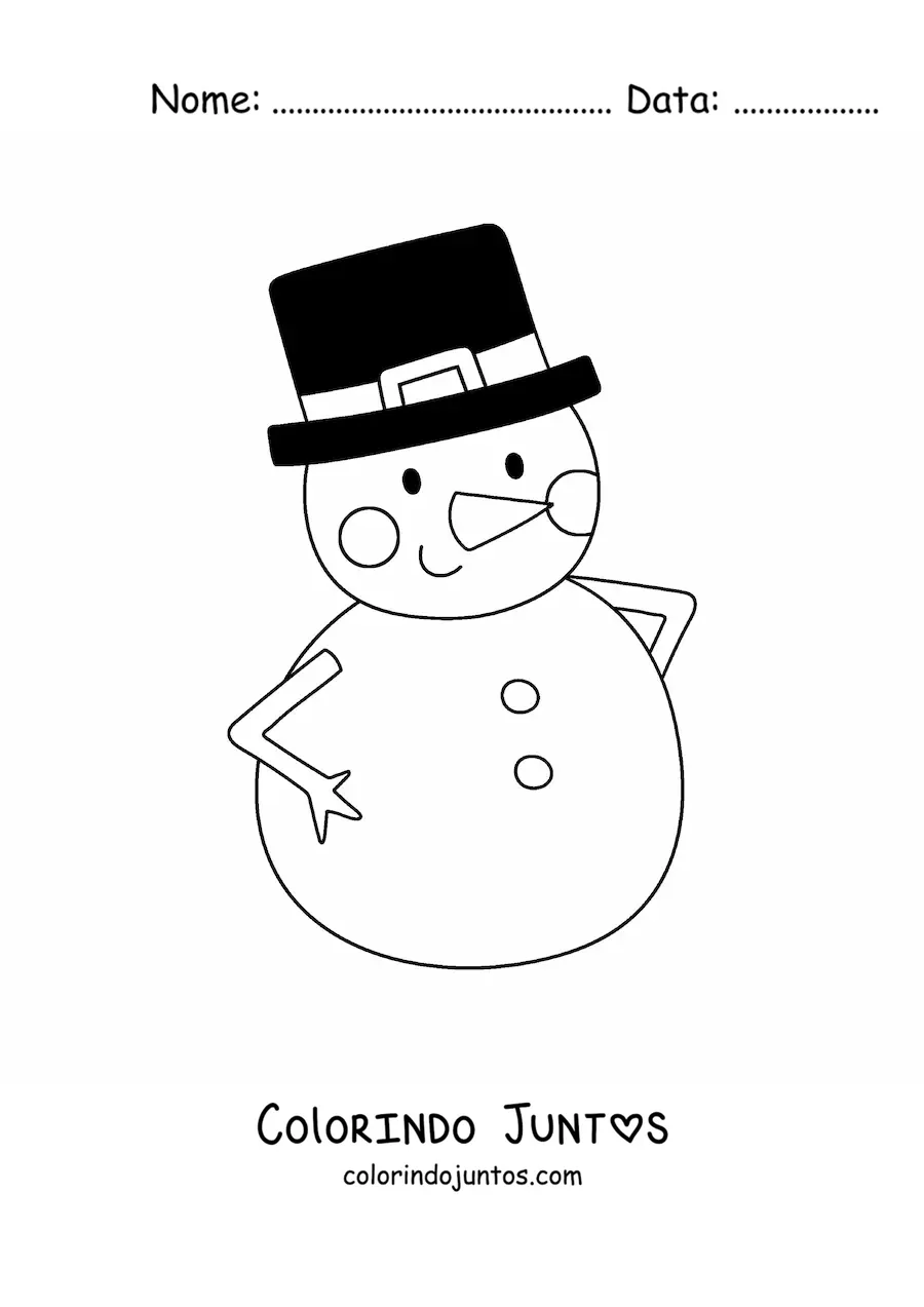 Desenho para colorir de boneco de neve com chapéu