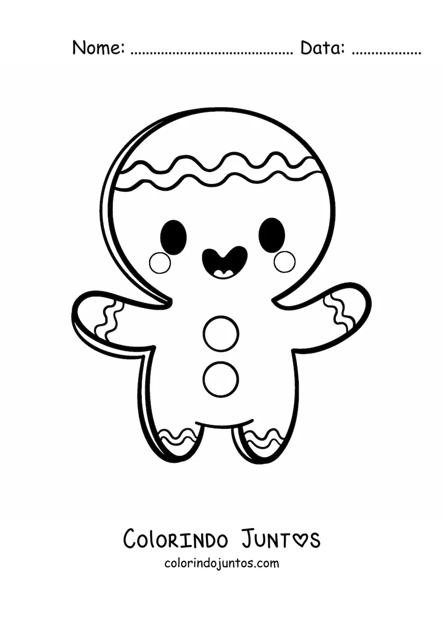 Desenho para colorir de homem de gengibre kawaii