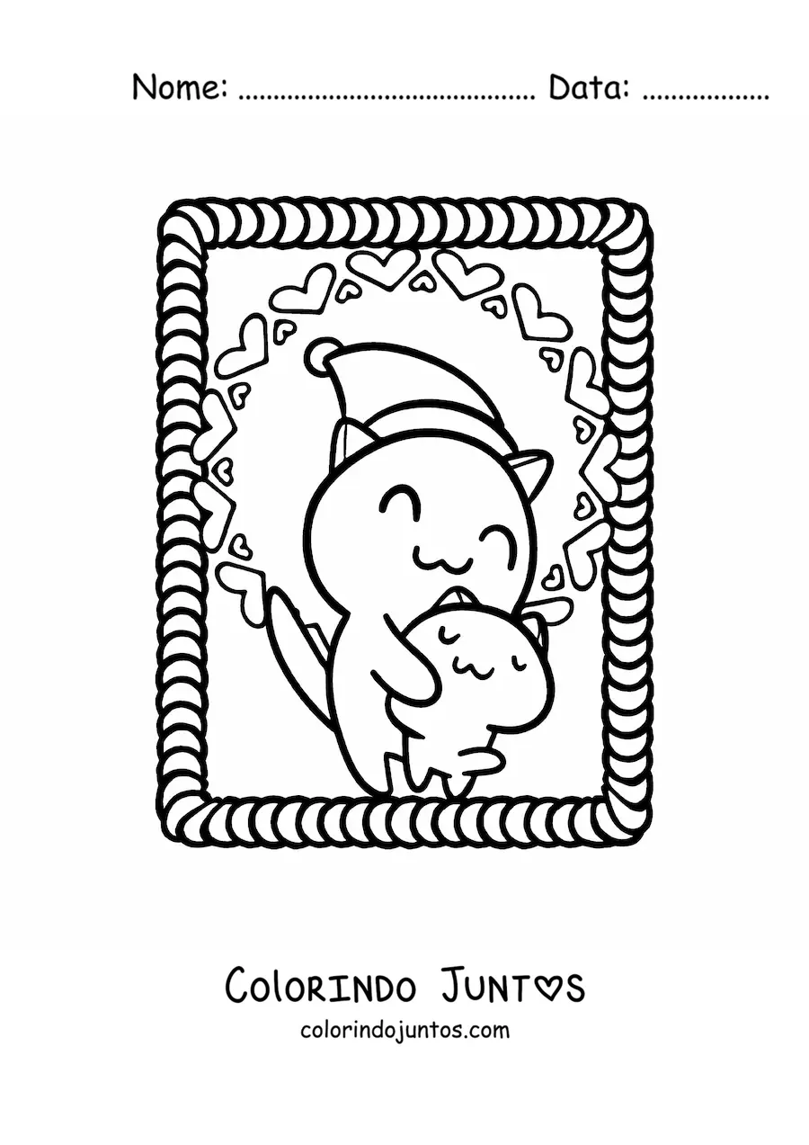 Desenho para colorir de gatos animados com gorro de Natal