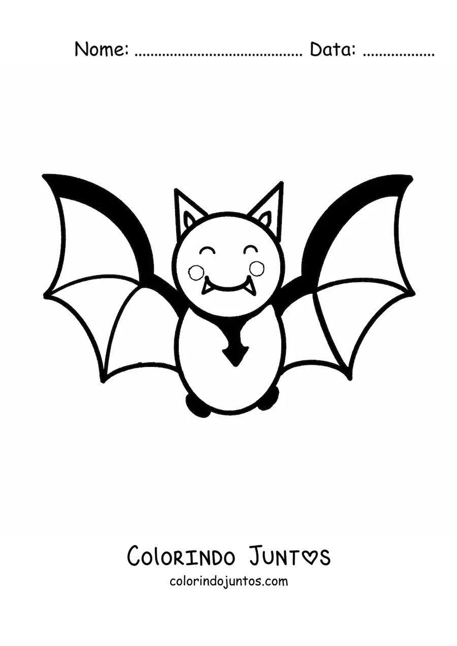 Desenho para colorir de morcego fofo animado voando