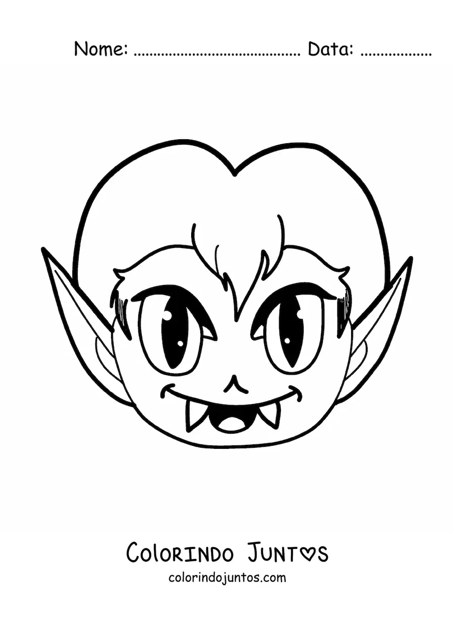 Desenho para colorir de rosto de vampiro kawaii