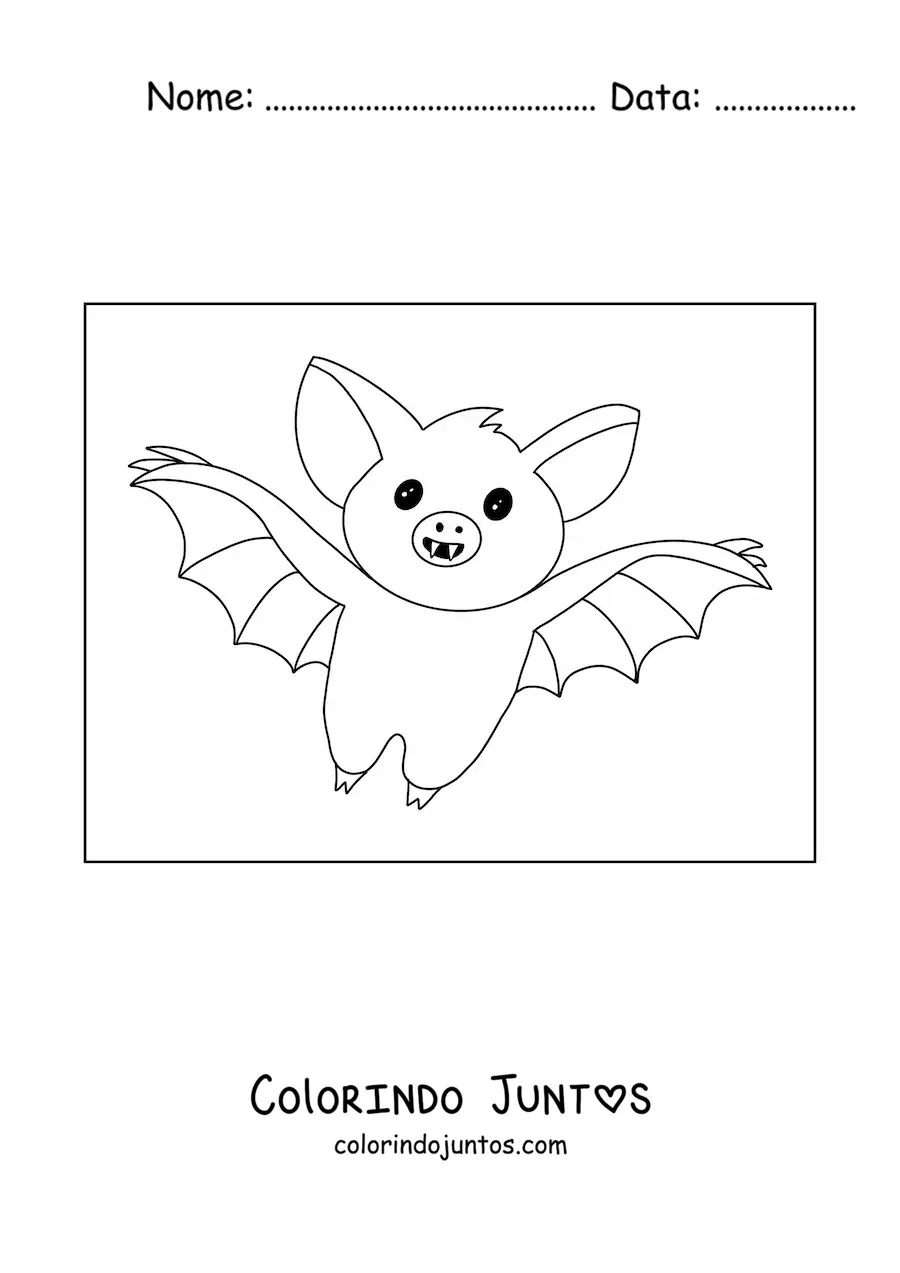 Desenho para colorir de morcego bonito voando