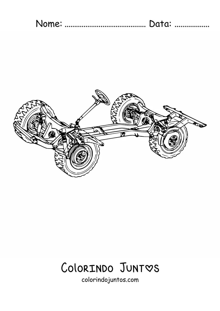 Desenho para colorir do chassi de um carro