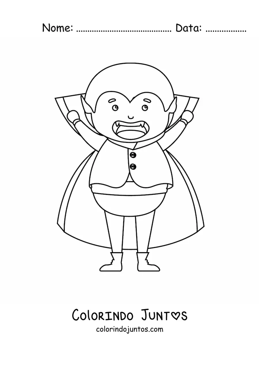 Desenho para colorir de vampiro kawaii