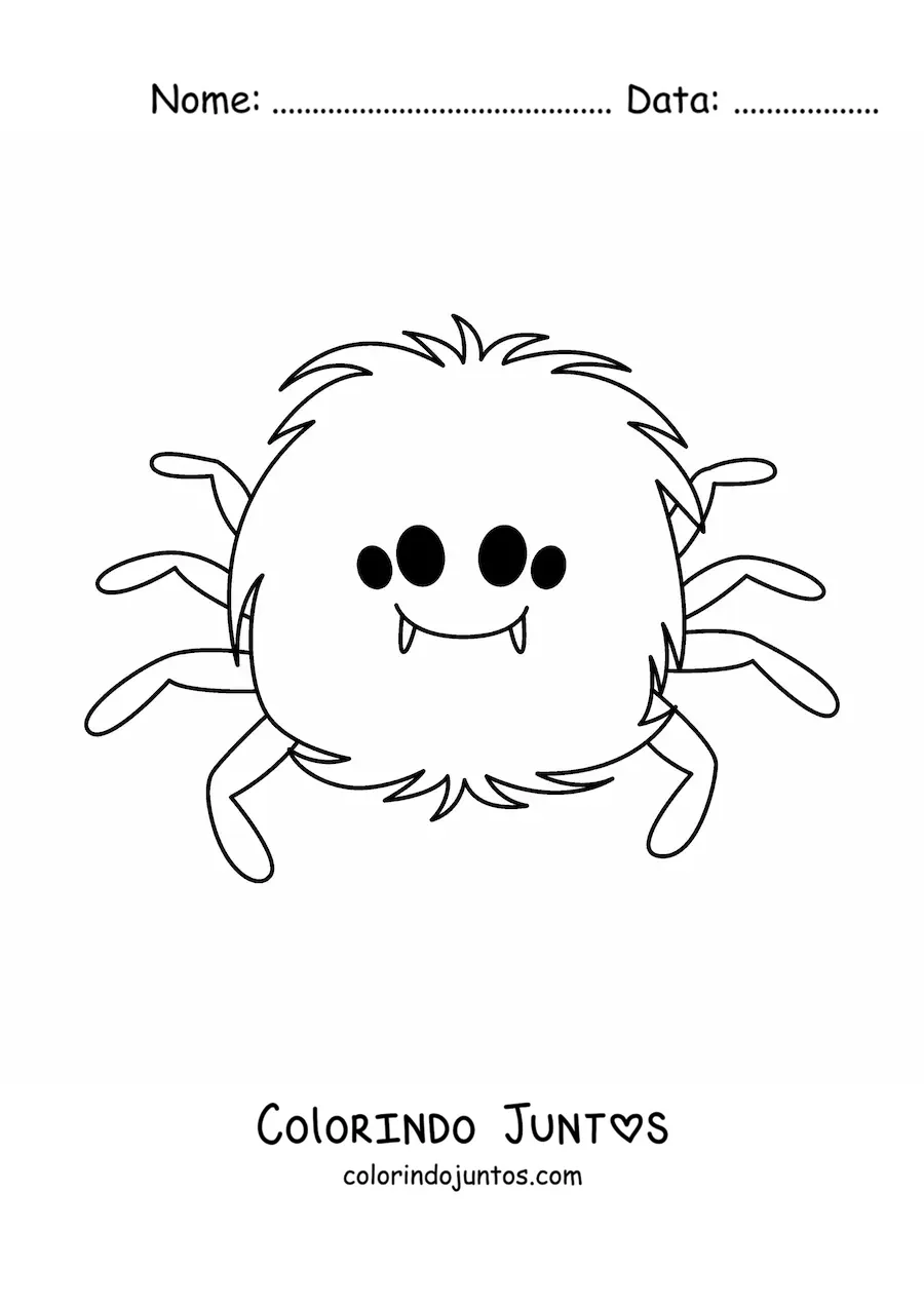 Desenho para colorir de aranha kawaii de Halloween