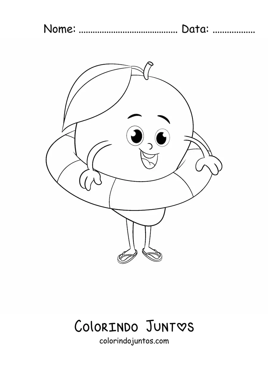 Desenho para colorir de uma manga animada com boia