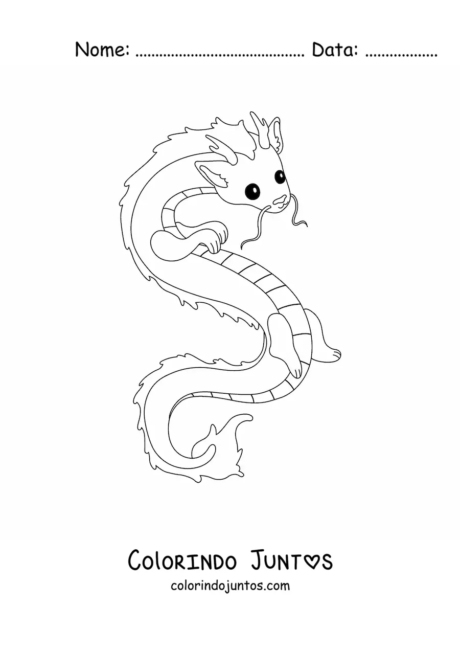 Desenho para colorir de dragão chinês animado