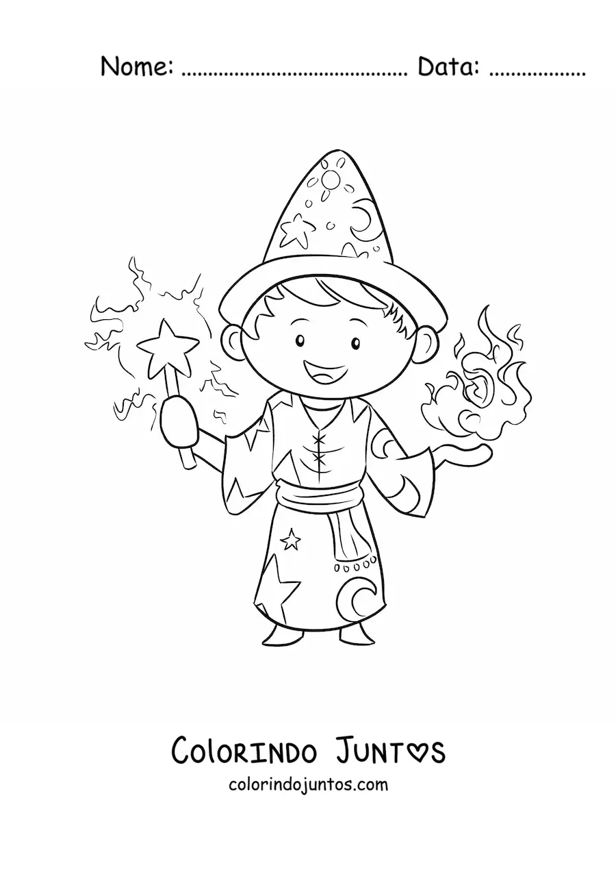 Desenho para colorir de mago em um duelo