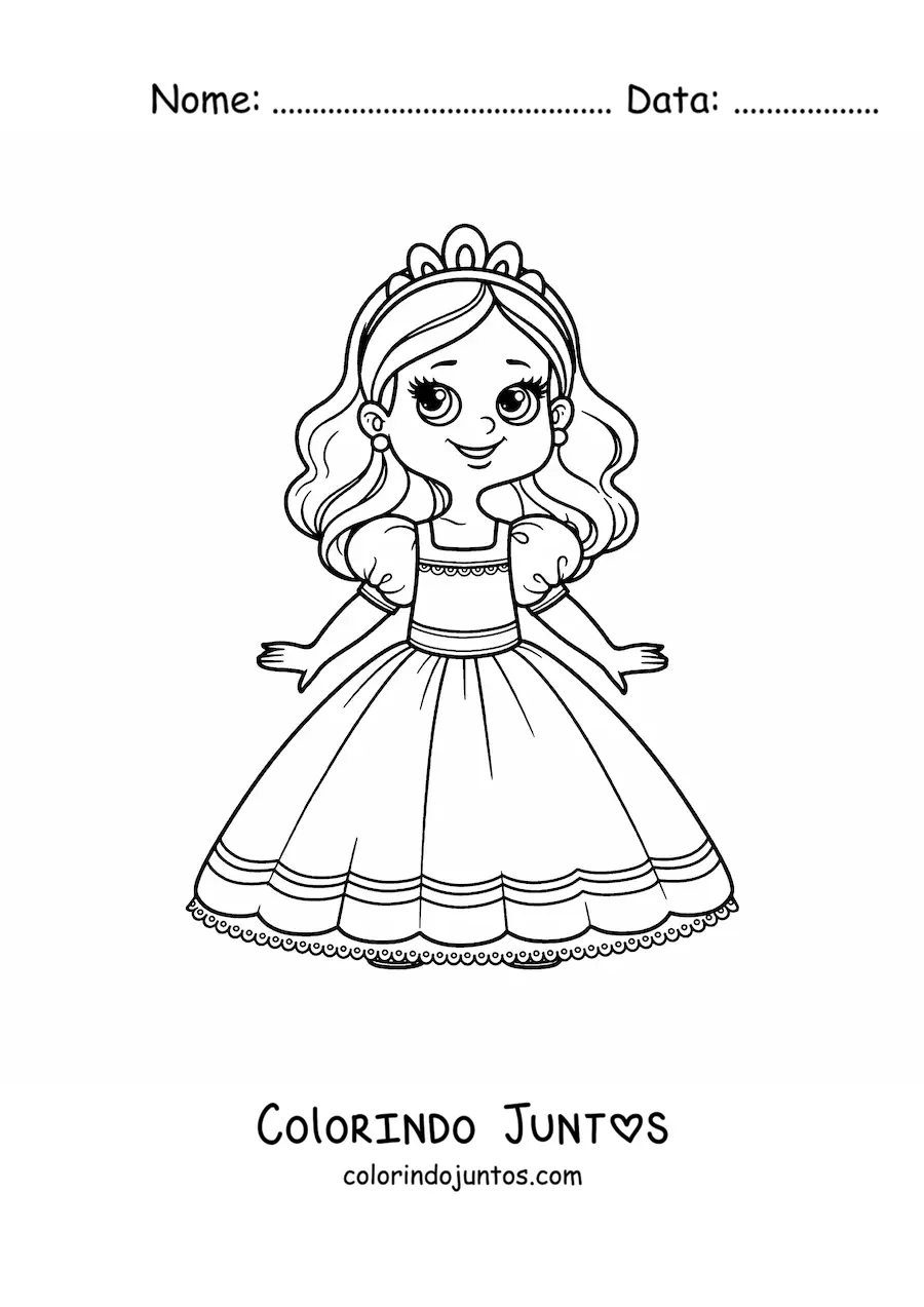 Desenho para colorir de princesa fofa